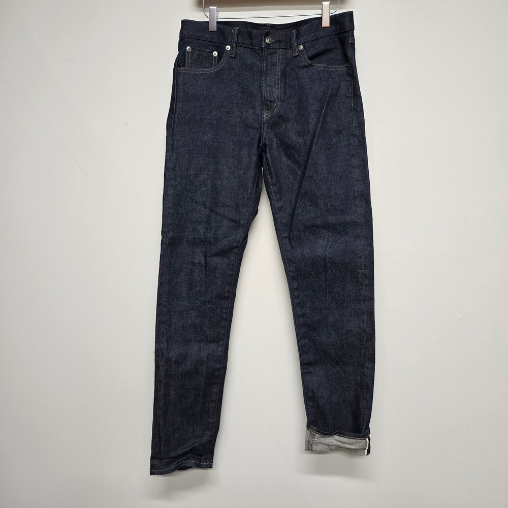 Uniqlo Kaihara Selvedge Jeans Men's 30x32 Dark Indigo Slim Straight Denim